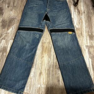 ICON Men's Relaxed Blue Jeans with Black Details icon motorcycle pants 34x34
